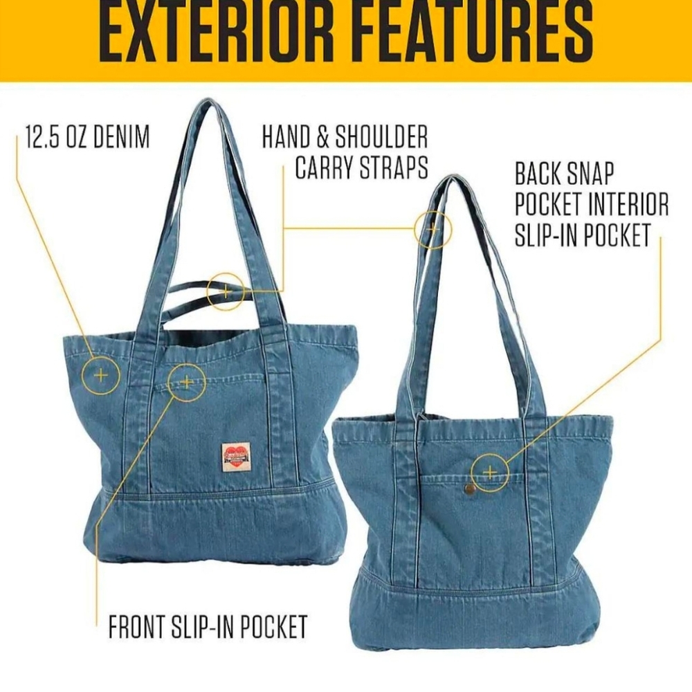 NWT Carhartt 8L Blue Denim Tote Bag - Picture 5 of 6